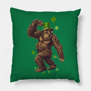 Bigfoot Leprechaun St Patricks Day Pillow