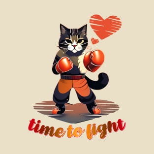 Boxing cat time to fight T-Shirt