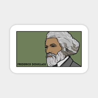 Frederick Douglass Portrait Profile on Green Magnet