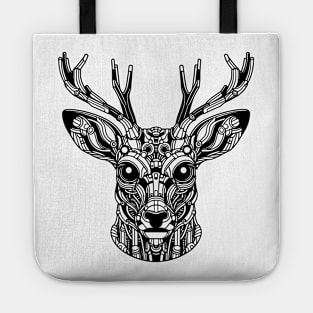 Biomechanical Deer: An Advanced Futuristic Graphic Artwork with Abstract Line Patterns Tote