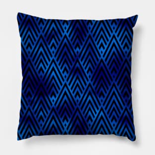 Diamond Chevrons in Black and Classic Blue Vintage Faux Foil Art Deco Vintage Foil Pattern Pillow