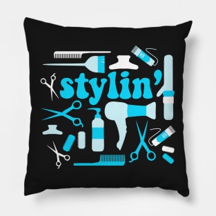 Stylin' Blue Hair Stylist Salon Barber Curling Iron Blow Dryer Styling Tools Pillow