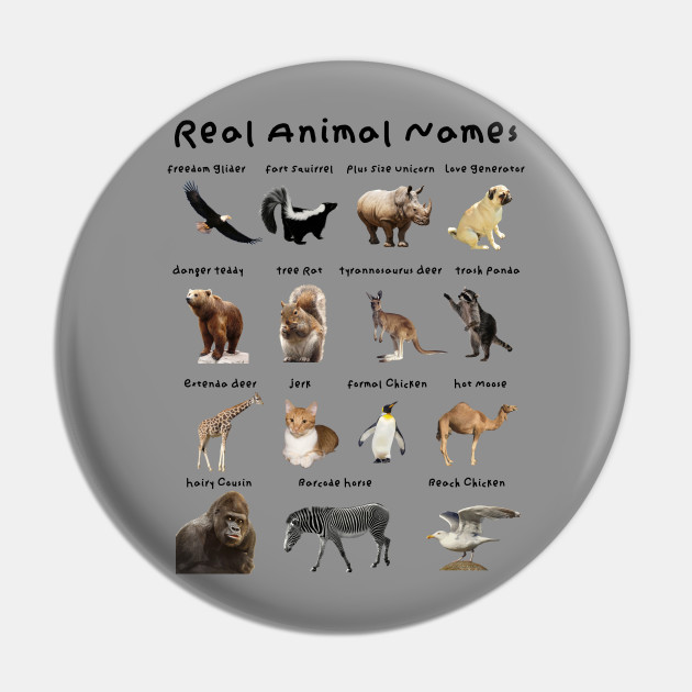 Real Animal Names - Animals - Pin | TeePublic Real Animal Names - Animals - Pin | TeePublic