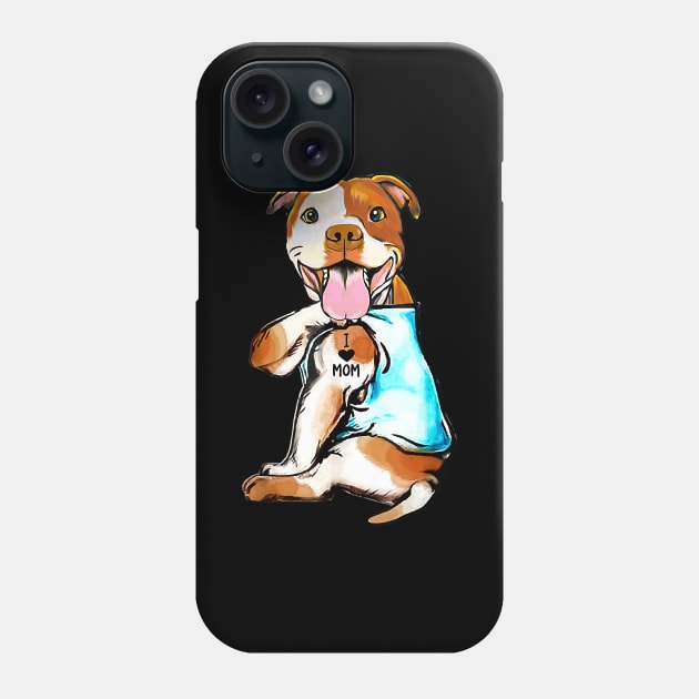 Funny Dog Pitbull I Love Mom Tattoo Gift Shir Phone Case by PHAIVAYCHU