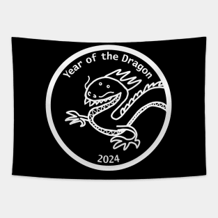 Year of the Dragon 2024 Portrait White Line Tapestry