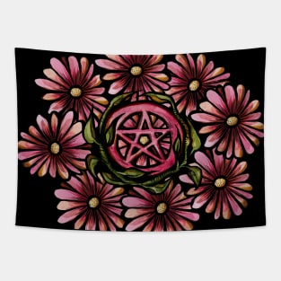 Green Witch Pentagram Tapestry