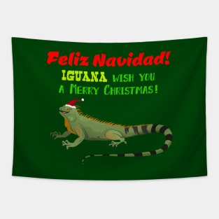 Iguana Wish You a Merry Christmas Tapestry
