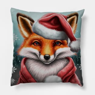 Santa Christmas Fox Pillow