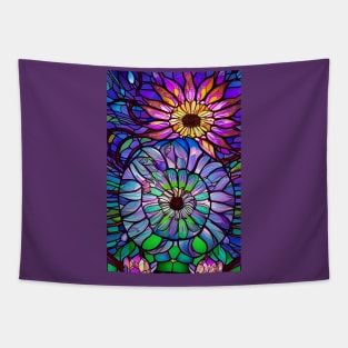 Stained Glass Lotus Flowers Tapestry