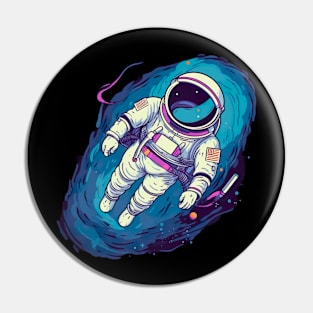 Adventurous Astronaut Floating in Space - Unique Space Exploration Design Pin