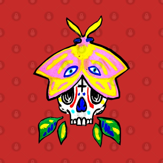 Rosy Maple Moth Sugar Skull by Art of V. Cook