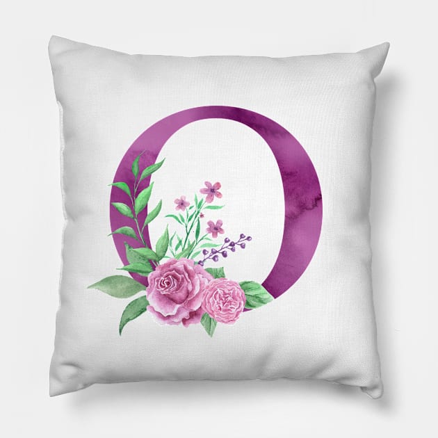 Floral Monogram O Beautiful Rose Bouquet Pillow by floralmonogram