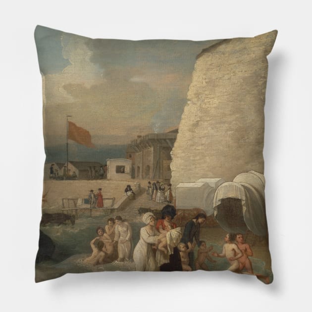 The Bathing Place at Ramsgate by Benjamin West Pillow by Classic Art Stall