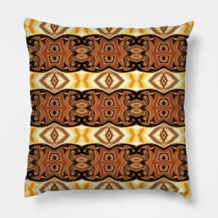 Stripes of Aztec Eyes in Tones of Brown and Yellow Pillow