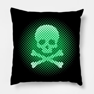 Neon Green Skull and Crossbones Modern Art Pillow