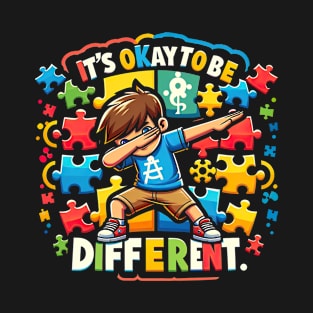 Autism Dab it's okay to be different Autism Awareness T-Shirt T-Shirt