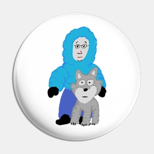 winter man and dog Pin