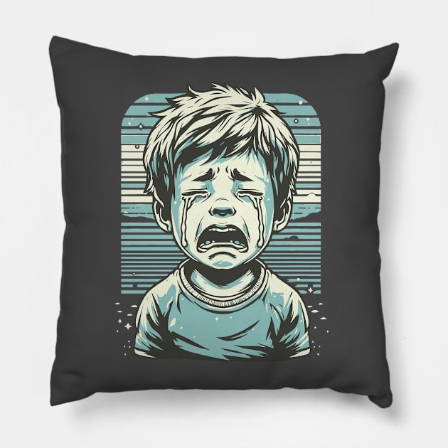 CRYING BOY Pillow by coxemy