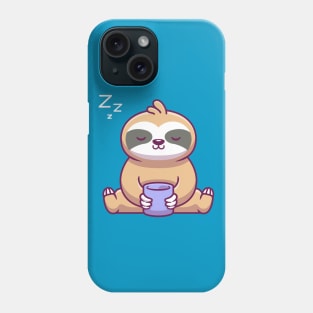 Cute Sloth Sitting And Holding Cup Cartoon Phone Case