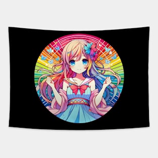 Pride month Anime girl rainbow Tapestry