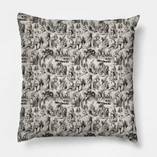 Alice in Wonderland | Toile de Jouy Pattern | Black and Beige | Pillow