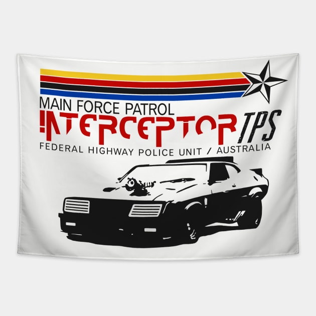 Car Ford Falcon V8 The Pursuit Special Interceptor from the movie Mad Max Tapestry by DaveLeonardo