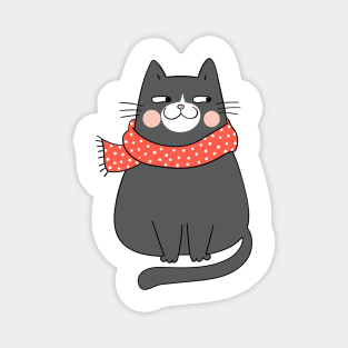 Cute Christmas Cat Design Magnet