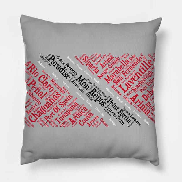 Trinidad and Tobago Flag with City Names Word Art Pillow by Family Heritage Gifts