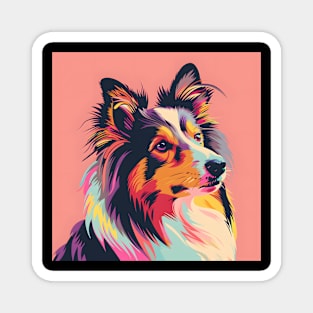 70s Shetland Sheepdog Vibes: Pastel Pup Parade Magnet