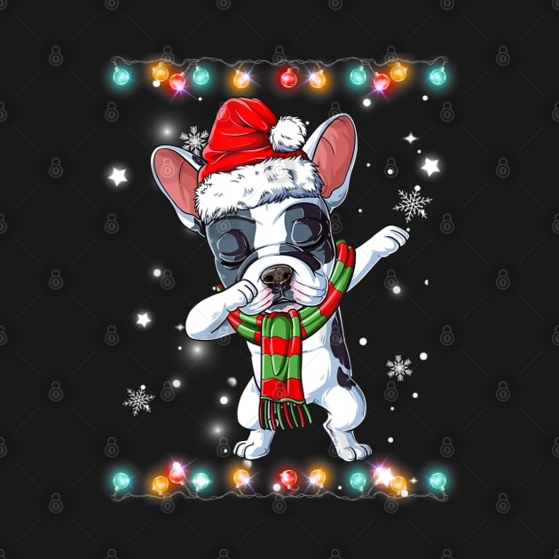 Dabbing French Bulldog Santa Christmas Kids by Mitsue Kersting