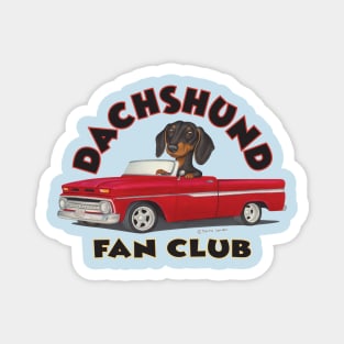 Fun awesome classic Doxie Black Dachshund in Classic Red Truck Magnet