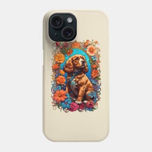 Cute Cocker Spaniel Dog floral retro vintage design Phone Case