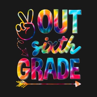 Peace Out 6th Grade Groovy Graduation Last Day of School T-Shirt