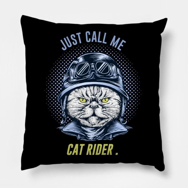 MOTORCYCLE BIKE RIDER - Cat RIDER Pillow by Pannolinno