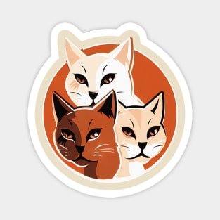 Three serious cats in circle Magnet