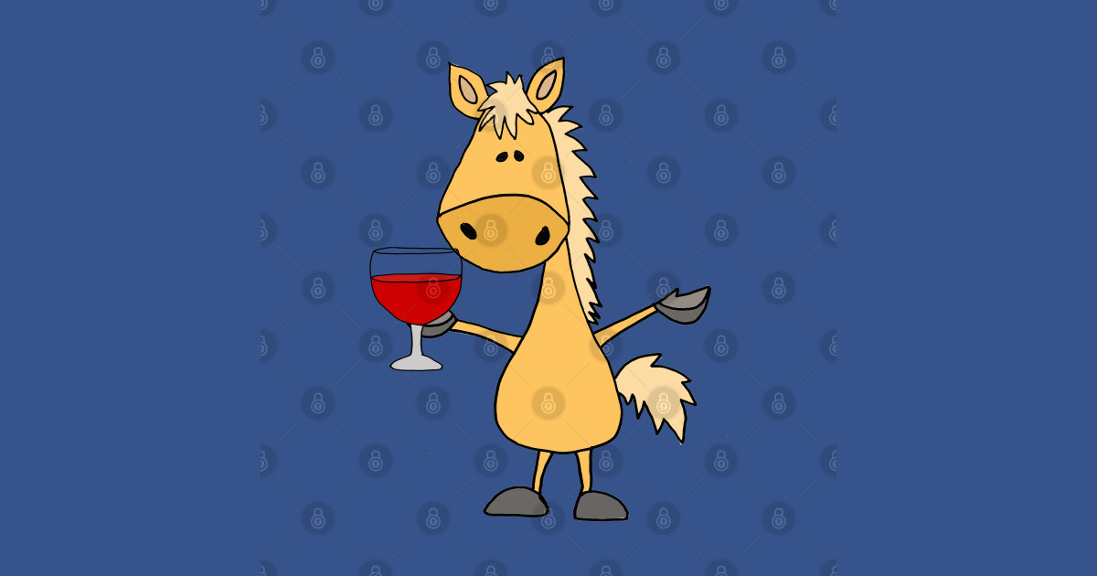 Funny Palomino Horse Drinking Wine Cartoon - Palomino - Sticker | TeePublic