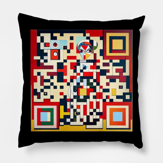 RickRoll QR Code Abstract Painting Pillow by ravel.live