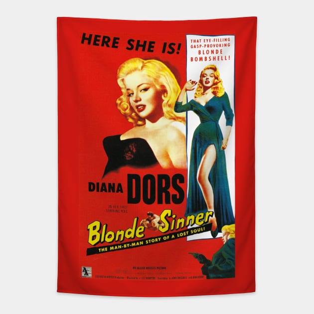 Classic 50's Exploitation Movie Poster - Blonde Sinner Tapestry by Starbase79