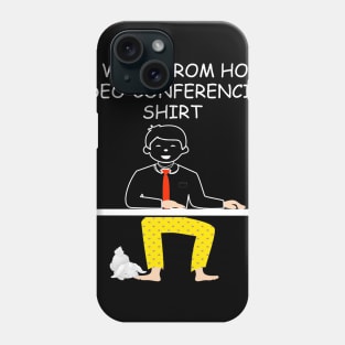 this is my work from home video-conferencing shirt with cat Phone Case