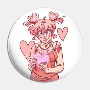 Heart Crystal Odango Pink Version Pin