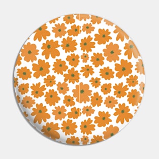 Diseño Digital floral en blanco y naranja Pin