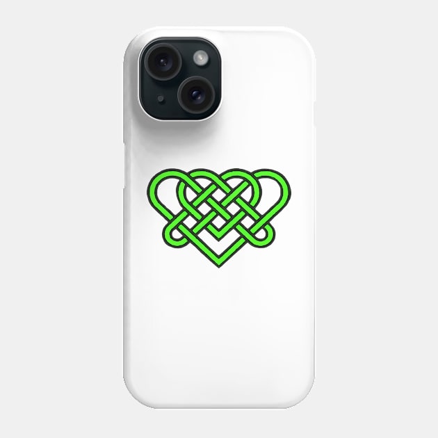 Celtic Eternal Love Knot Romantic Heart Green Design Phone Case by taiche