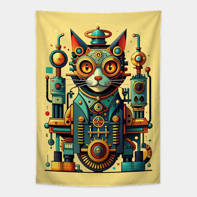 Mechanical Cat Tapestry by CatCoconut-Art