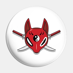 Japanese kitsune mask Pin