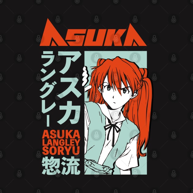 Asuka Langley Aesthetic Edit Orange-Red/ Pastel-Turquoise by mareescatharsis