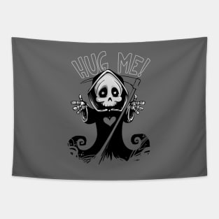 Hug Me Reaper (White Text) Tapestry