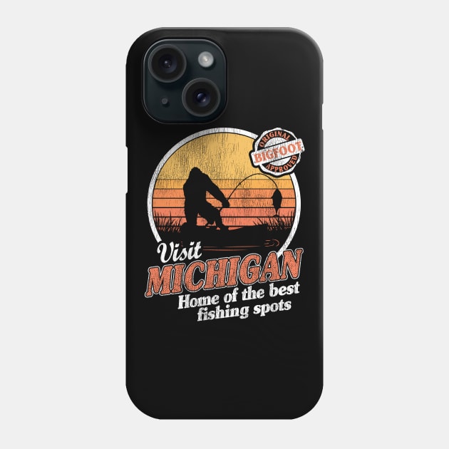 Funny Bigfoot Sasquatch Fishing Gift Vintage Retro Phone Case by Kuehni