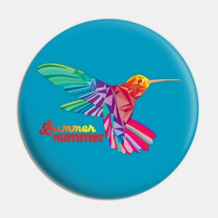 Summer Hummer - Geometric Sunset Colorful Hummingbird Pin