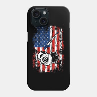 Billiards American Flag Cue Pool Balls Billiard Player Phone Case