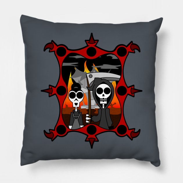 Gothic American Gothic Pillow by RobotGhost
